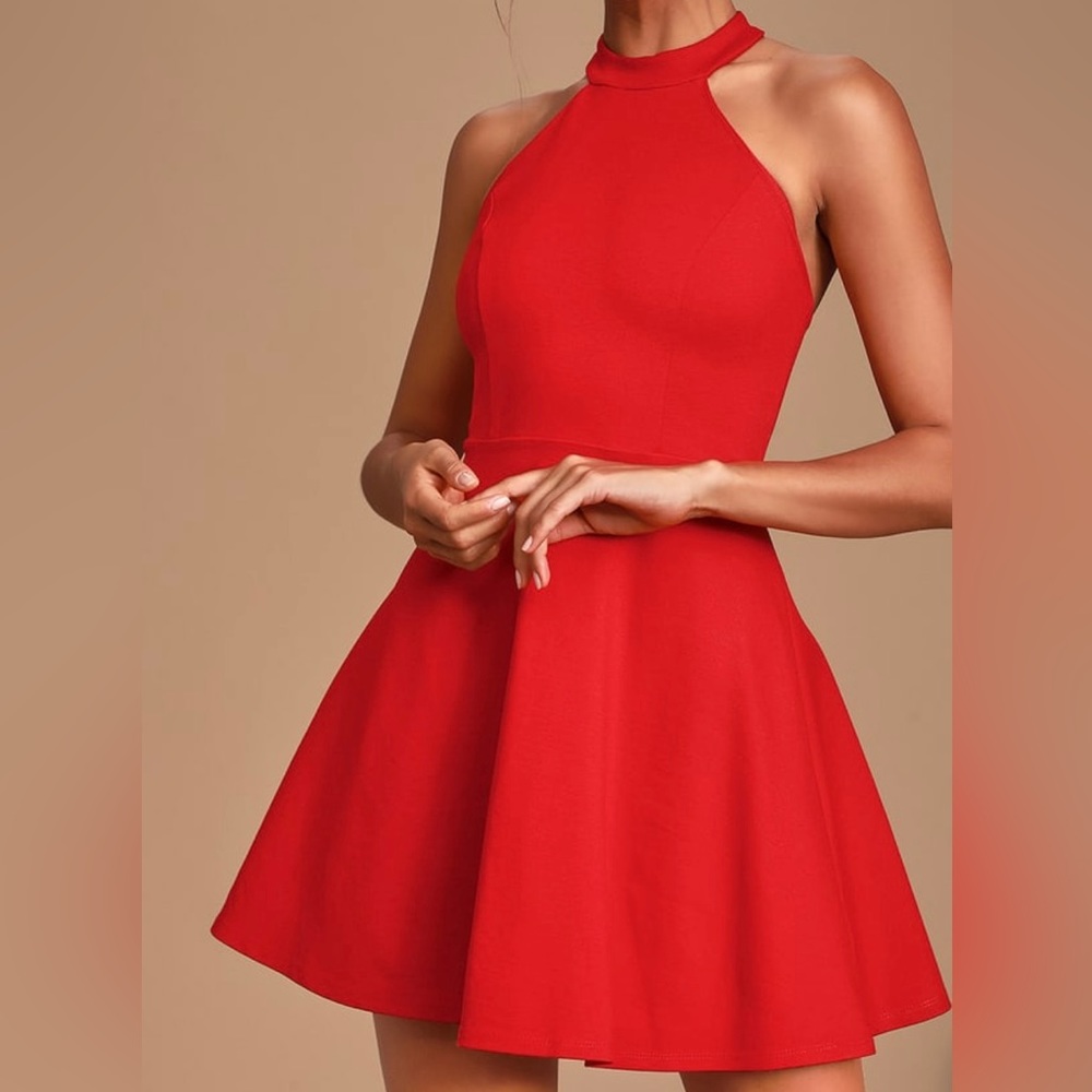 Lulu’s Hometown Girl Red Lace Skater Dress